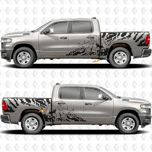 Bull Splash Side Doors Stickers Decals Graphics for Dodge RAM 1500 2500 3500