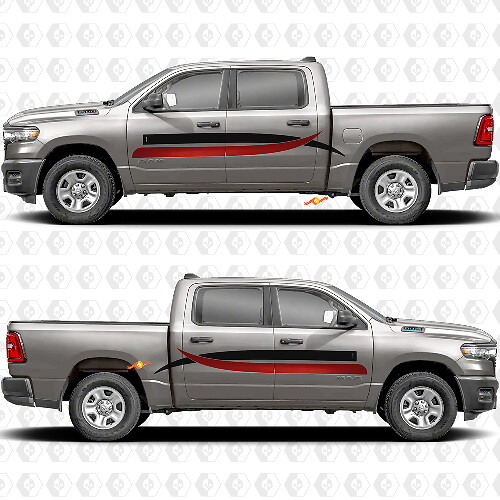 Side Doors Bedside Stripes Stickers Decals Graphics for Dodge RAM 1500