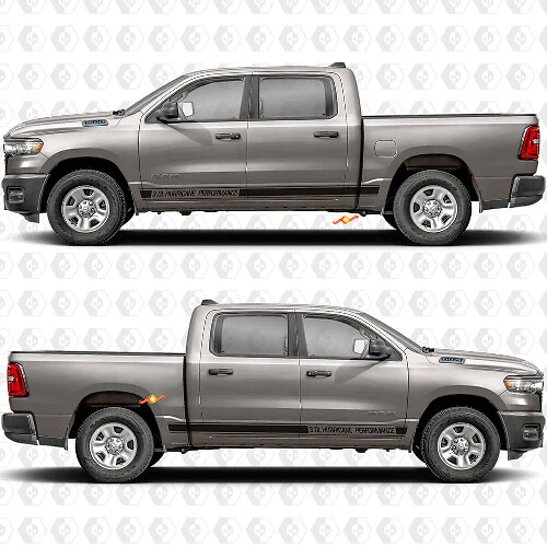 Custom Text Performance Rocker Panel Side Doors Stripes Stickers Decals Graphics 2 for Dodge RAM 1500