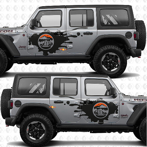 Mountains Nature Overland Side Doors Stripes Vinyl decal sticker fit Jeep Wrangler