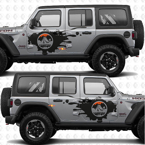 Mountains Nature Camping Side Door Stripes Vinyl Decal for Jeep Wrangler
