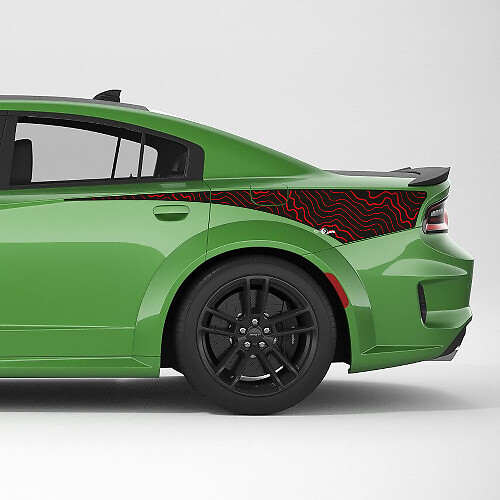 Topographic Lines Rear Quarter Panel Side Stripe Vinyl Decal Sticker for Dodge Charger
