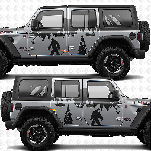 Mountains Nature Yeti Sasquatch Side Doors Stripes Vinyl decal sticker fit Jeep Wrangler 1