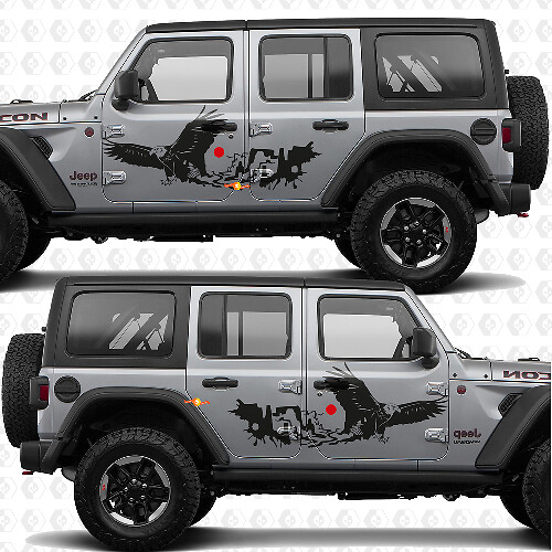 Bald Eagle Desert Canyon Side Doors Stripes Vinyl decal sticker fit Jeep Wrangler 1