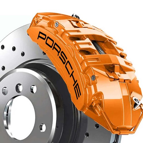 Porsche Lettering Curved Brake Caliper Decal Set for Porsche