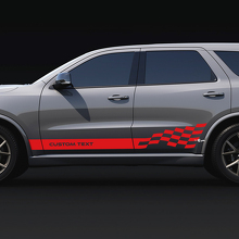 Autocollants vinyle personnalisés Text Side Checkered Stripes pour Dodge Durango 3