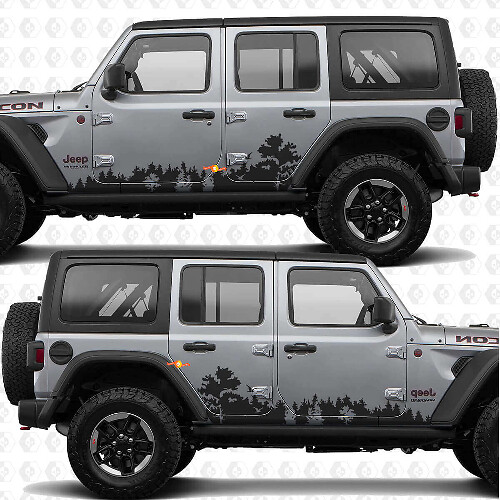 Décalcomanie en vinyle paysage nature forestière pour portes latérales, compatible avec Jeep Wrangler JL
