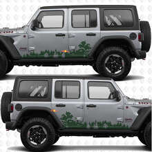 Décalcomanie en vinyle paysage nature forestière pour portes latérales, compatible avec Jeep Wrangler JL 3