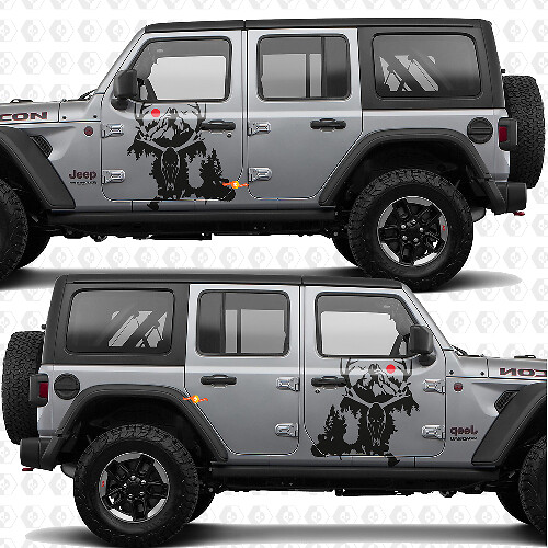Deer Skull Mountains Splash Side Doors Vinyl decal sticker fit Jeep Wrangler
