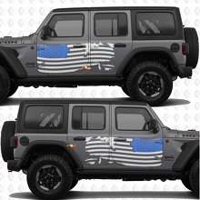 USA US Patriotic Flag Side Doors Vinyl decal sticker fit Jeep Wrangler 3