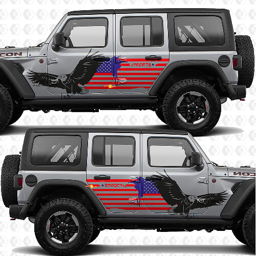 USA US Patriotic Flag Bald Eagle Side Doors Vinyl decal sticker fit Jeep Wrangler
