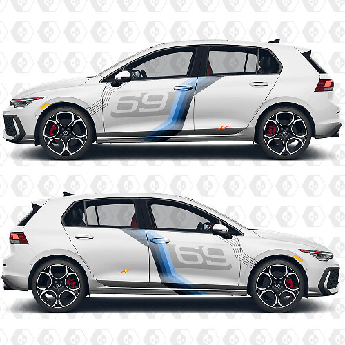 Adesivi in vinile sportivi personalizzati con numeri avvolgenti per Volkswagen Golf Gti
