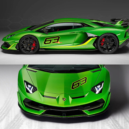 63 Side Bonnet Decal Sticker Graphics Lamborghini Aventador SVJ 1