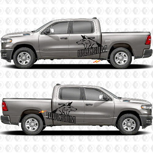 Porte Latérales Côtés de la Benne Autocollants Géniaux Loup Projection Autocollants Décalques Graphiques 2