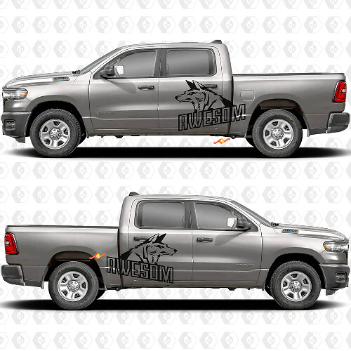 Porte Latérales Côtés de la Benne Autocollants Géniaux Loup Projection Autocollants Décalques Graphiques 2