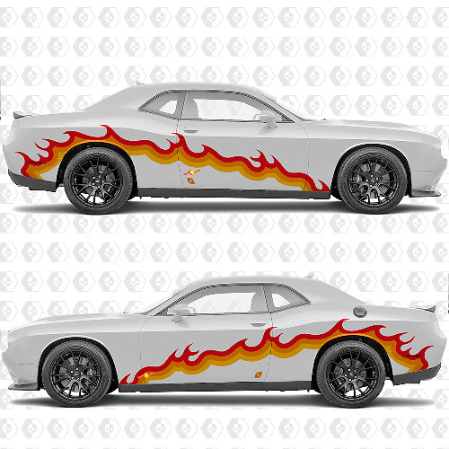 Graphics latéraux en vinyle flamme personnalisées Autocollant décoratif pour Dodge Challenger