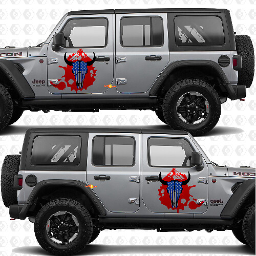 Skull Goat US Flag Side Doors Vinyl decal sticker fit Jeep Wrangler