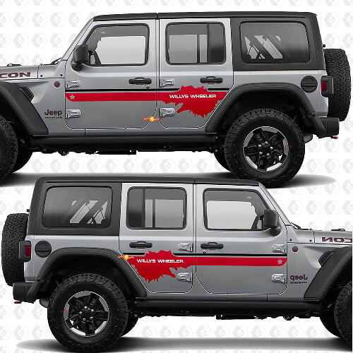 Texte personnalisé Autocollant vinyle pour portes latérales adapté Jeep Wrangler Jeep-Wrangler Willys Wheeler