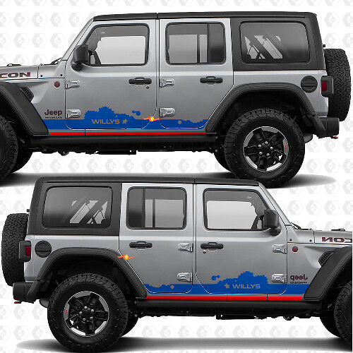 Autocollant vinyle personnalisé texte portes latérales compatible Jeep Wrangler Jeep Wrangler Willys