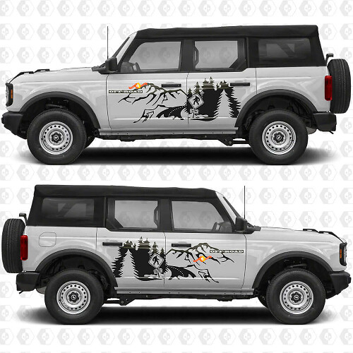 Bigfoot Off Road Mountain Forest Side Doors Racing Stripes Decals for Ford Bronco
