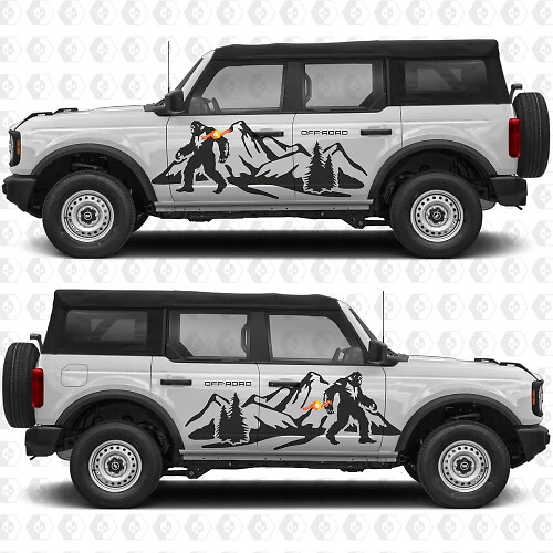 Bigfoot Off Road Mountain Forest Racing Stripes Side Doors Vinyl Decal Sticker Graphics 2 for Ford Bronco