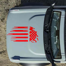 Hood American Flag Destroyed Decals Stickers for Musclecar horse 3