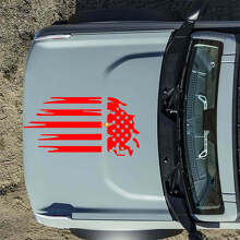 Hood American Flag Destroyed Decals Stickers for Musclecar horse 5