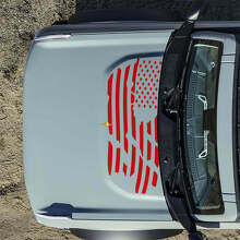 Hood American US Flag Destroyed Decals Stickers for Musclecar horse 3