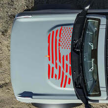 Hood American US Flag Destroyed Decals Stickers for Musclecar horse 6