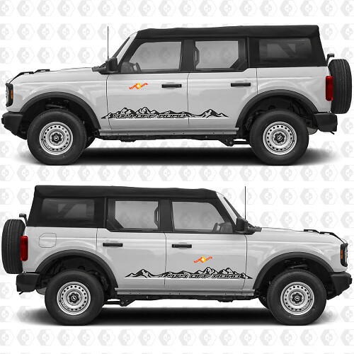4x4 Off Road Mountains Side Doors Graphics Vinyl Decal Sticker fits to Ford Bronco
