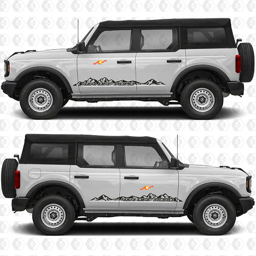 4x4 Off Road Mountains Side Doors Vinyl Decal Sticker Graphics for Ford Bronco