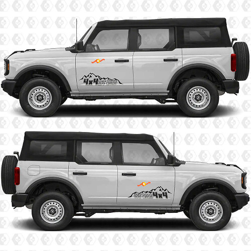 4x4 Hors Route Montagnes Portes Latérales Autocollant Vinyle Graphiques 3 pour Ford Bronco