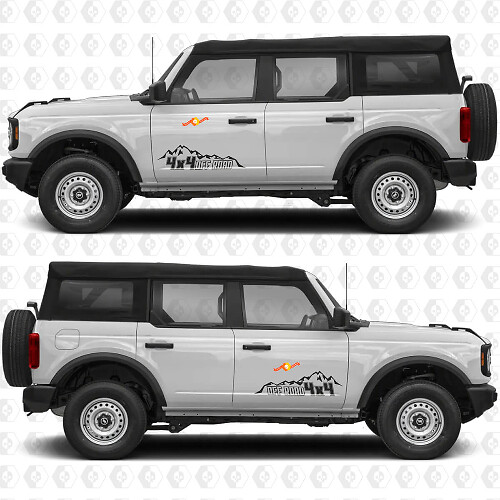 4x4 Off-Road Mountains Side Door Graphics Vinyl Decal Sticker fits to Ford Bronco