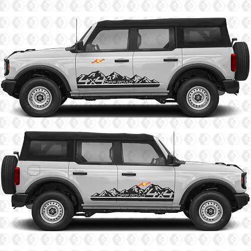 4x4 Off-Road Mountains Side Stripe Door Graphics Vinyl Decal Sticker fits to Ford Bronco