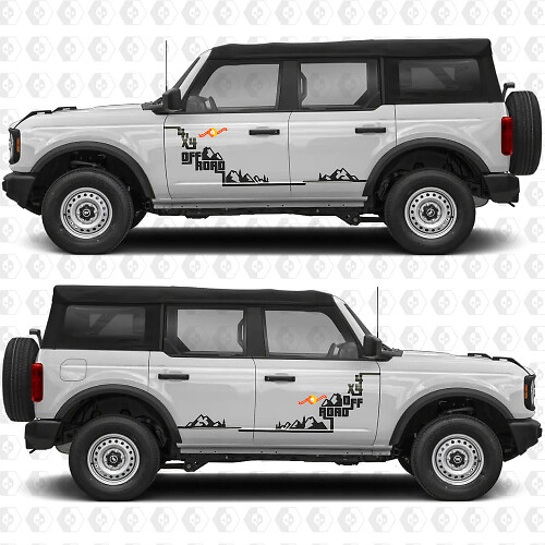 2x 4x4 Off Road Side Doors Step Graphics Decals for Ford Bronco
