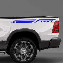 Custom Text Side Bedside Stripes Stickers Decals Graphics for Dodge RAM 1500 3