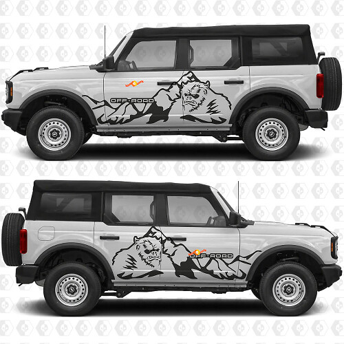 Yeti 4x4 Off Road Mountains Side Doors Graphics Vinyl Decal Sticker fits to Ford Bronco