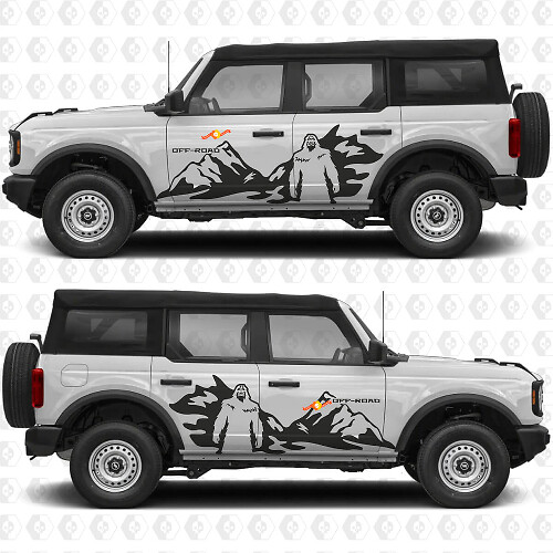 Yeti Off Road Mountains Side Doors Graphics Vinyl Decal Sticker fits to Ford Bronco