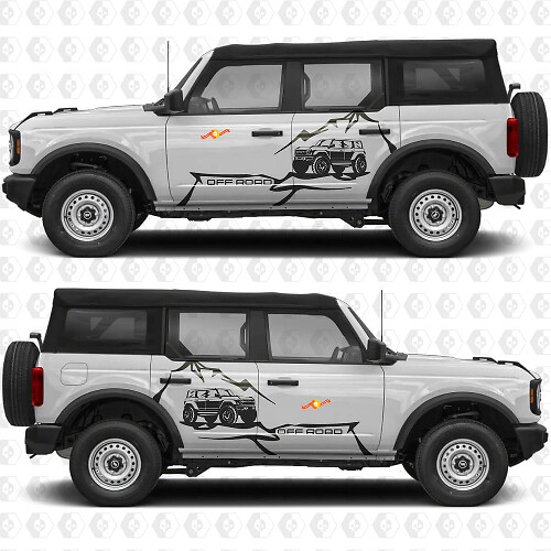 Rock Crawler Mountains Side Doors Graphics Vinyl Decal Sticker 2 fits to Ford Bronco