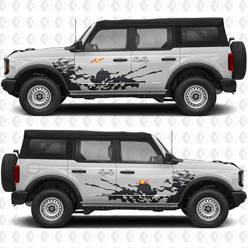 4x4 Off Road Splash Side Doors Vinyl Decal Sticker Graphics 2 for Ford Bronco