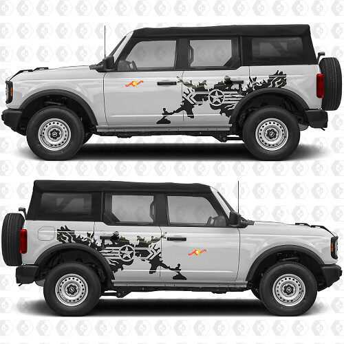 Military Star Splash Side Doors Graphics Vinyl Decal Sticker fits to Ford Bronco