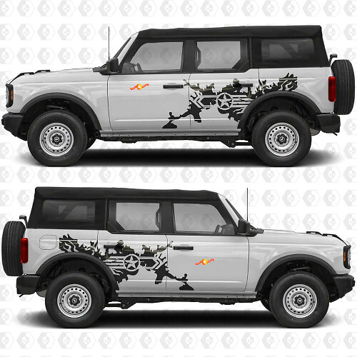 Military Star Splash Side Rear Doors Vinyl Decal Sticker Graphics for Ford Bronco