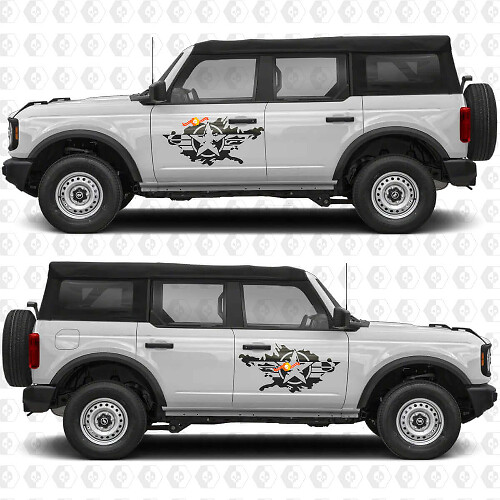 Military Star Splash Side Doors Graphics Vinyl Decal Sticker 2 fits to Ford Bronco