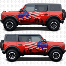 US USA Flag Mountains Side Doors Graphics Vinyl Decal Sticker fits to Ford Bronco 3