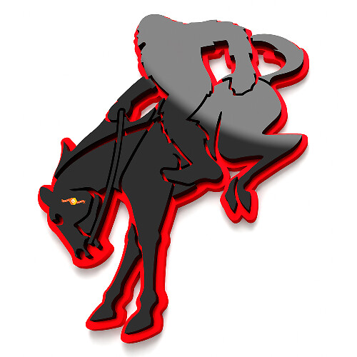 Yeti on Horse Bronco Guardabarros Insignias Emblema de Portón 3D 1