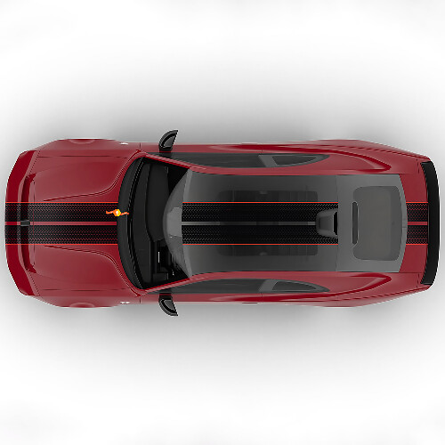 Sixpack Dual Central Stripes Bonnet Rally Offset Vinyl Decal Graphic 2 for Dodge Charger Daytona 1