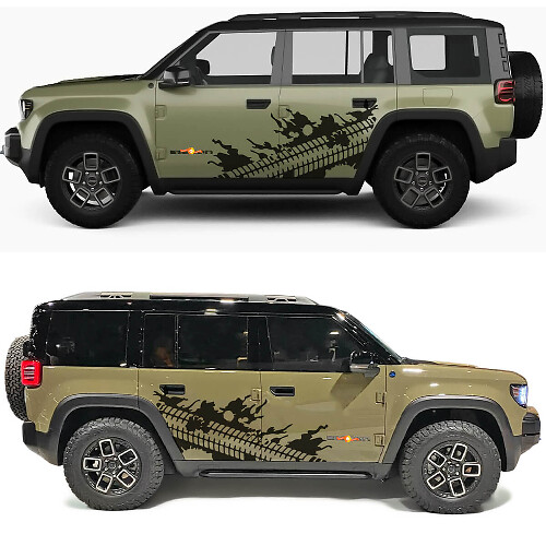 Tire Tracks Mud Splatter Side Doors Vinyl Decal for Jeep Recon