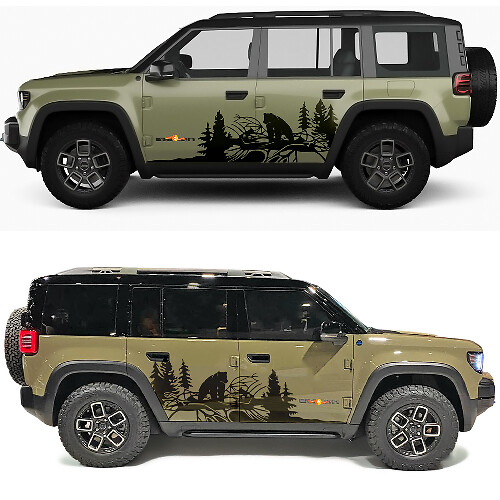 Bear Forest Side Doors Vinyl Decal for Jeep Recon 1