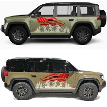 Mountains and Trees US Flag Side Doors Vinyl Decal for Jeep Recon 2
