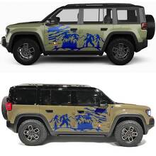 Bigfoot Usé Drapeau US Montagnes Portes Latérales Autocollant Vinyl pour Jeep Recon 3